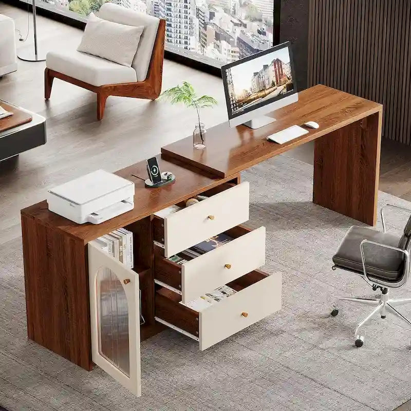47 Inches Reversible L Shaped Computer Desk for Home Office