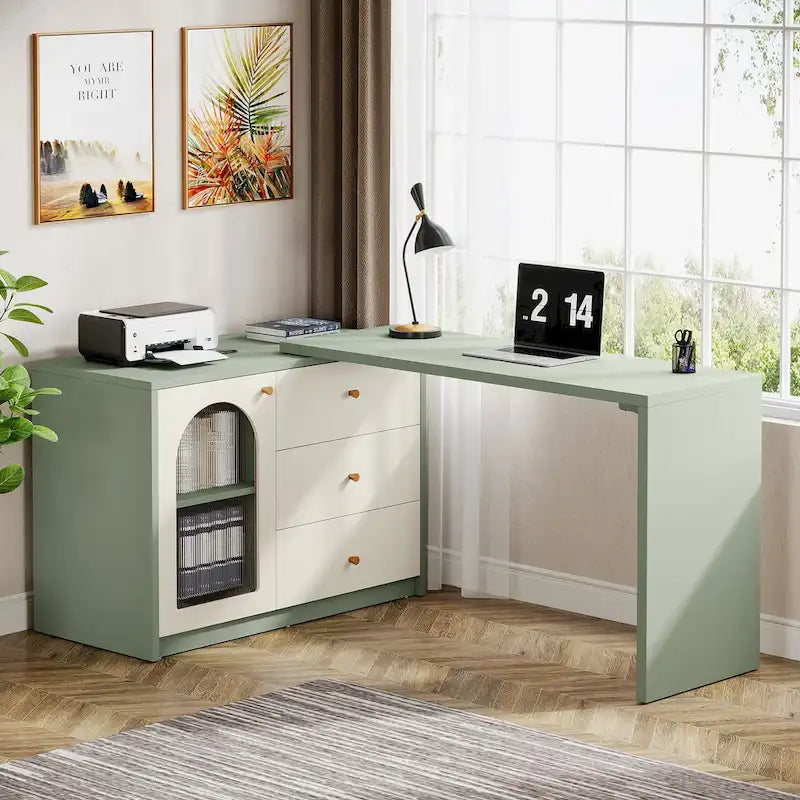 47 Inches Reversible L Shaped Computer Desk for Home Office