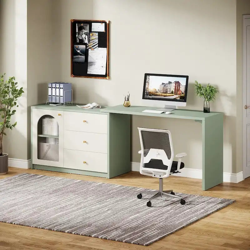 47 Inches Reversible L Shaped Computer Desk for Home Office