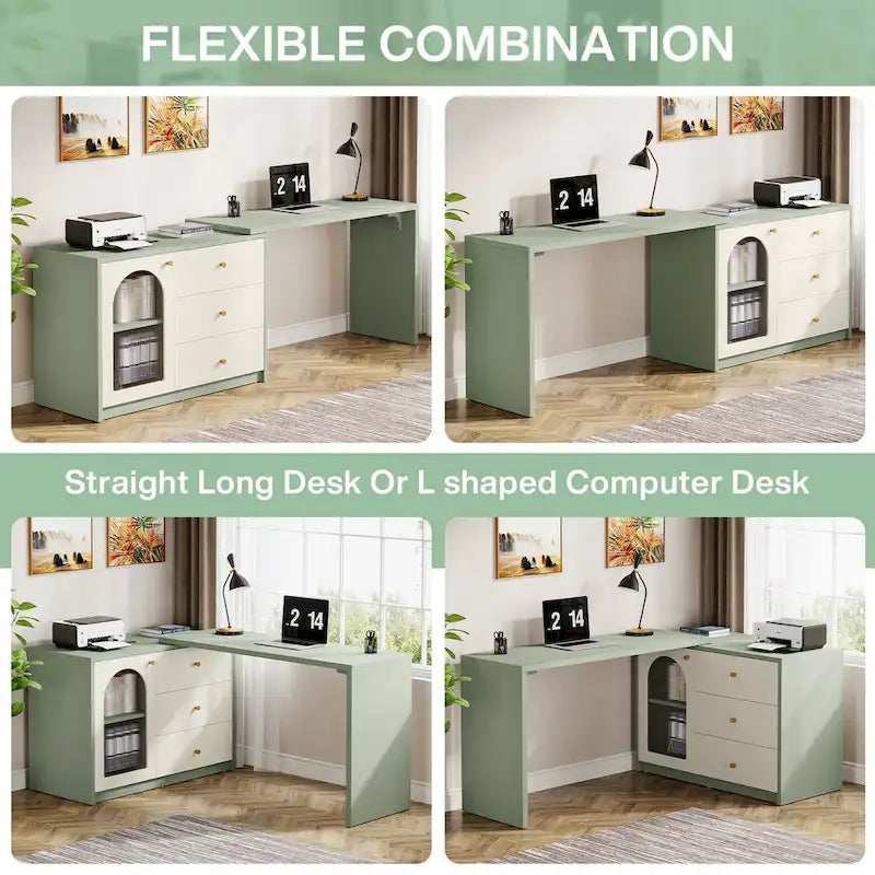 47 Inches Reversible L Shaped Computer Desk for Home Office
