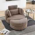 39W Oversized Swivel Chair, Moon Storage Ottoman, Loveseat Circle Swivel Barrel Chairs Cuddle Sofa Lounger Armchair, 4 Pillows
