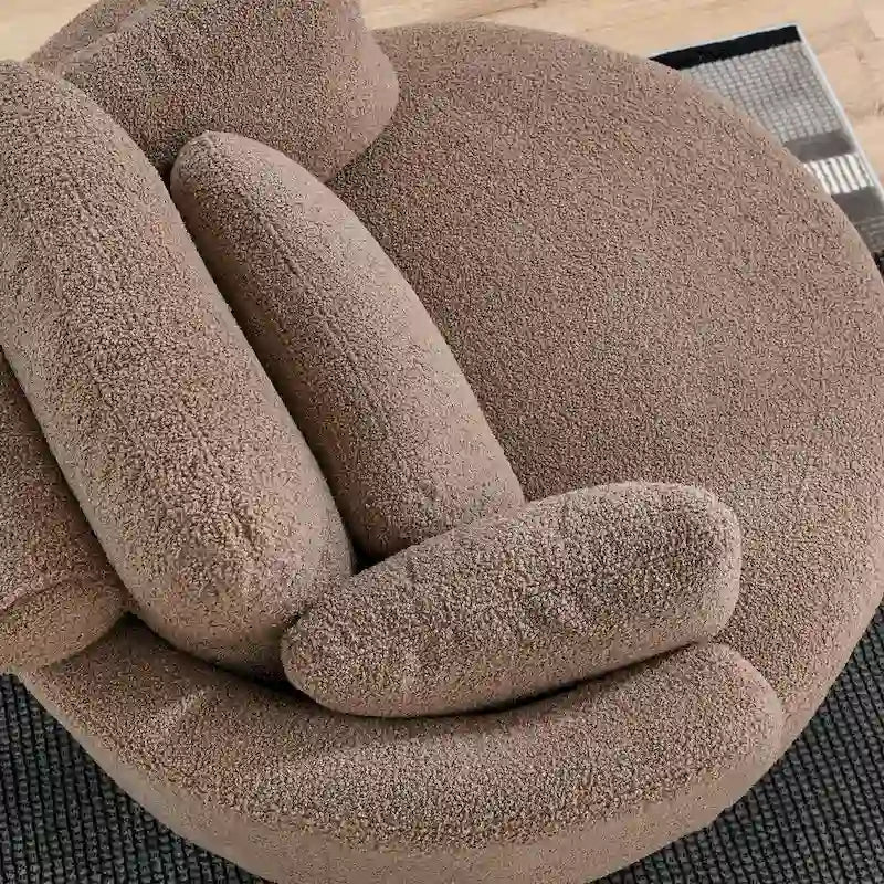 39W Oversized Swivel Chair, Moon Storage Ottoman, Loveseat Circle Swivel Barrel Chairs Cuddle Sofa Lounger Armchair, 4 Pillows