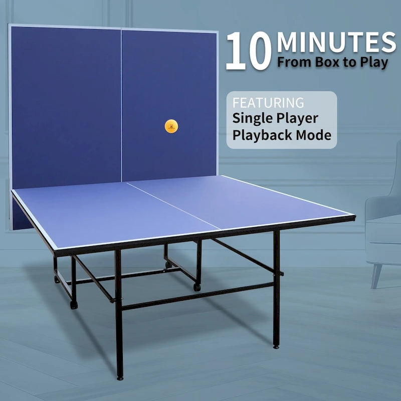 9FT Foldable&Portable Tennis Ping Pong Table Set, 2 Paddles&3 Balls