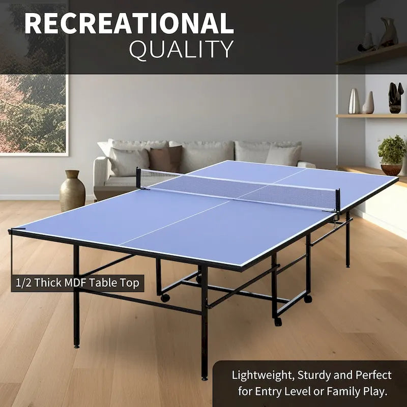9FT Foldable&Portable Tennis Ping Pong Table Set, 2 Paddles&3 Balls