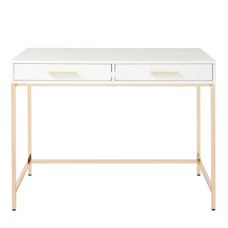 Alios Desk with White Gloss Finish and Gold Base