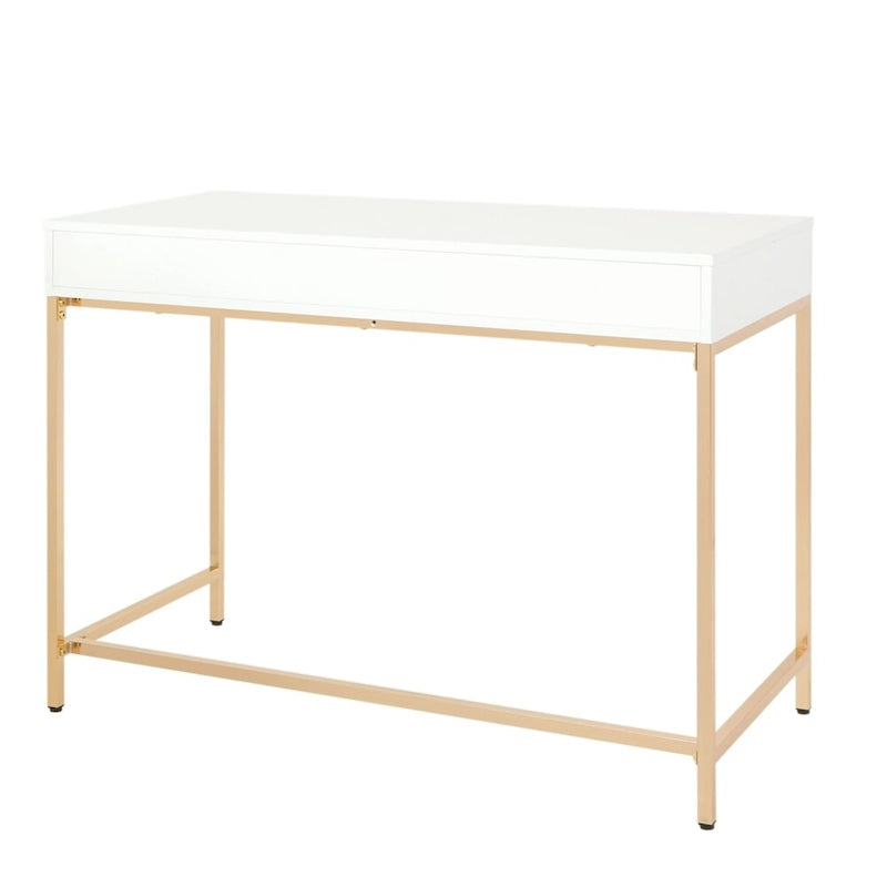 Alios Desk with White Gloss Finish and Gold Base