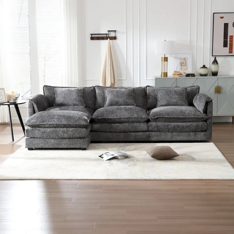Chenille Fabric L-Shape Comfy Oversized three-seat Modular Sectional Sofa