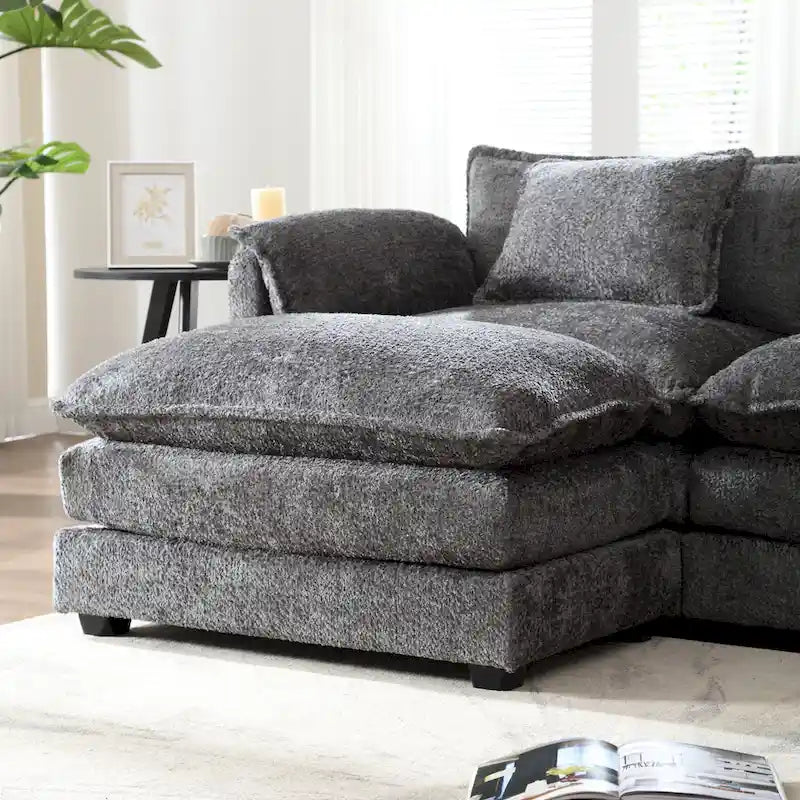 Chenille Fabric L-Shape Comfy Oversized three-seat Modular Sectional Sofa