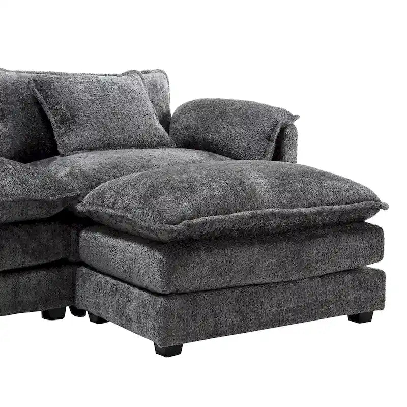 Chenille Fabric L-Shape Comfy Oversized three-seat Modular Sectional Sofa