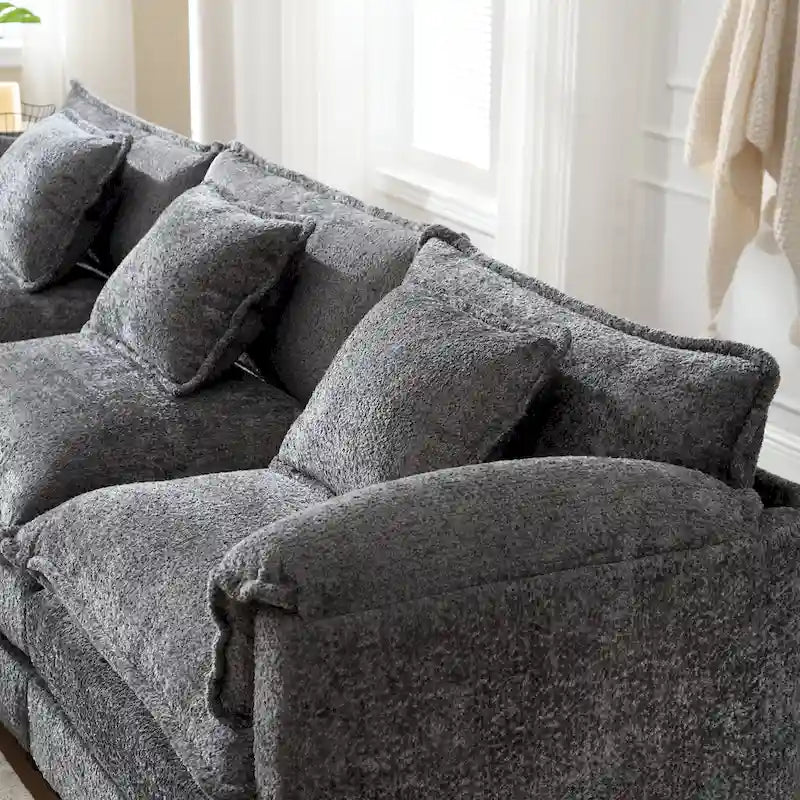 Chenille Fabric L-Shape Comfy Oversized three-seat Modular Sectional Sofa