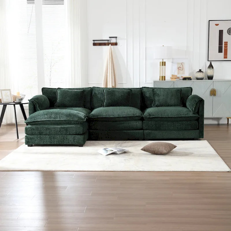 Chenille Fabric L-Shape Comfy Oversized three-seat Modular Sectional Sofa