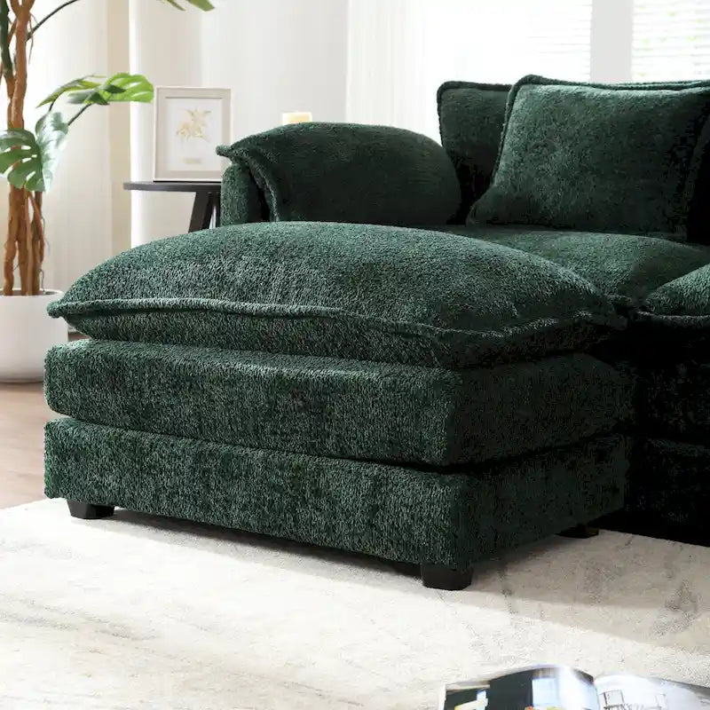 Chenille Fabric L-Shape Comfy Oversized three-seat Modular Sectional Sofa