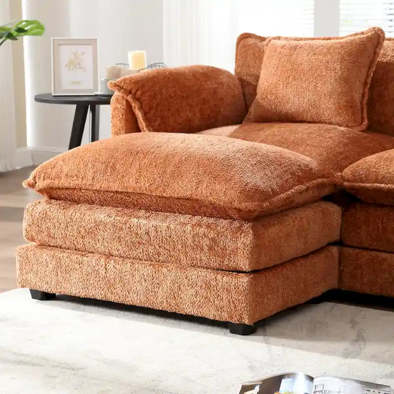 Chenille Fabric L-Shape Comfy Oversized three-seat Modular Sectional Sofa