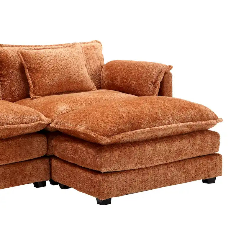 Chenille Fabric L-Shape Comfy Oversized three-seat Modular Sectional Sofa
