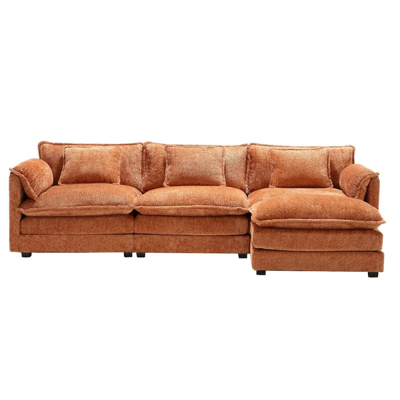 Chenille Fabric L-Shape Comfy Oversized three-seat Modular Sectional Sofa