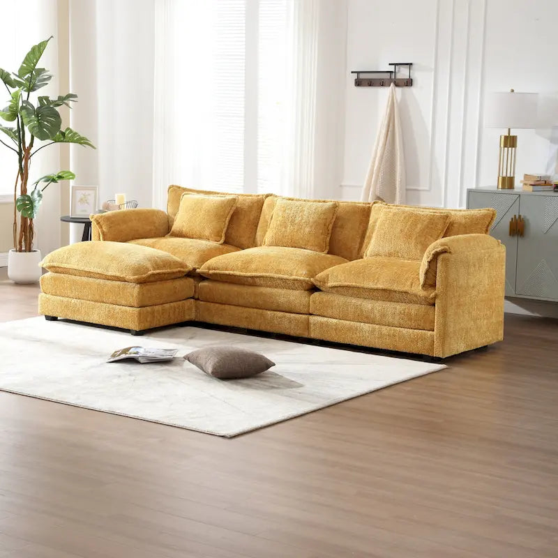 Chenille Fabric L-Shape Comfy Oversized three-seat Modular Sectional Sofa