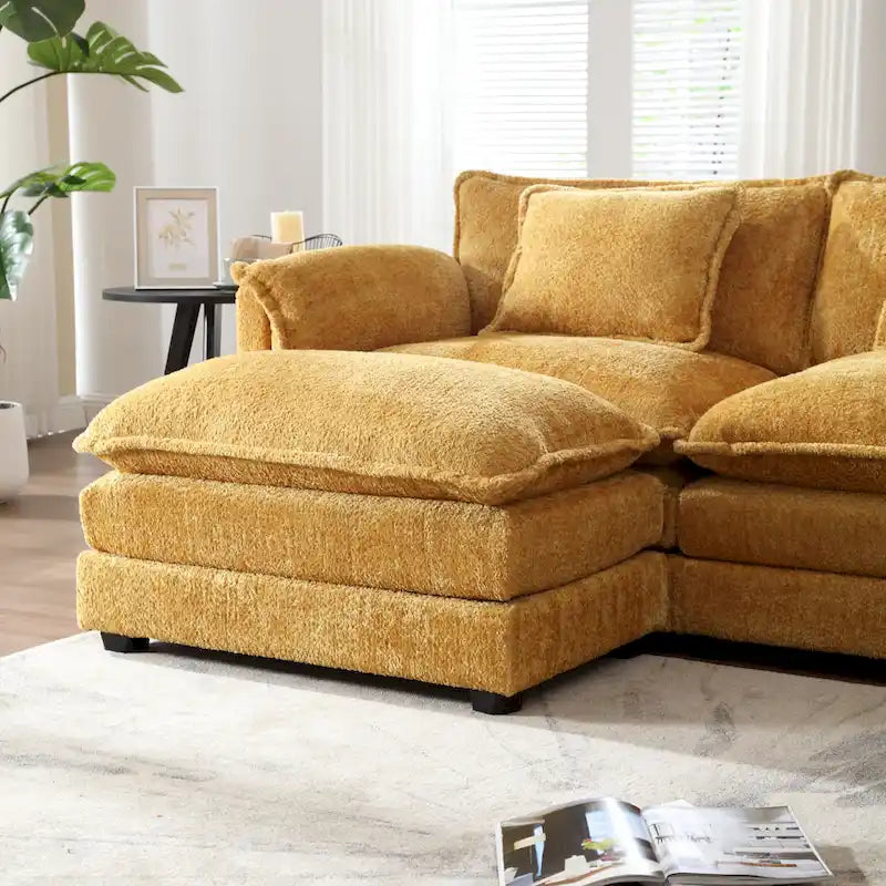 Chenille Fabric L-Shape Comfy Oversized three-seat Modular Sectional Sofa