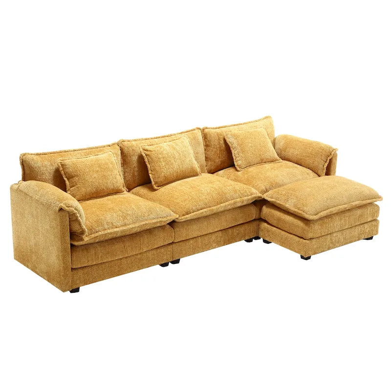 Chenille Fabric L-Shape Comfy Oversized three-seat Modular Sectional Sofa