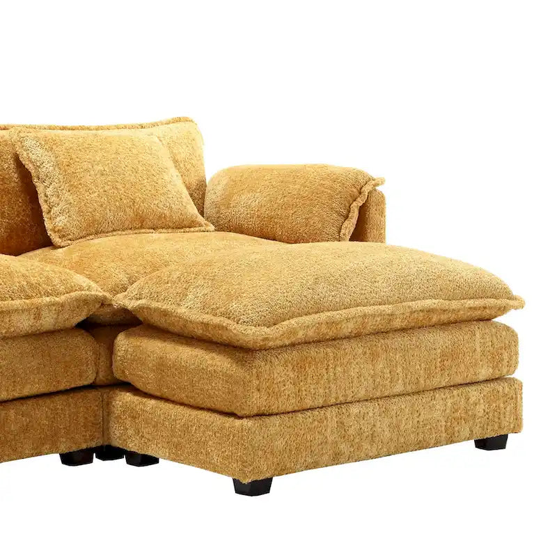 Chenille Fabric L-Shape Comfy Oversized three-seat Modular Sectional Sofa