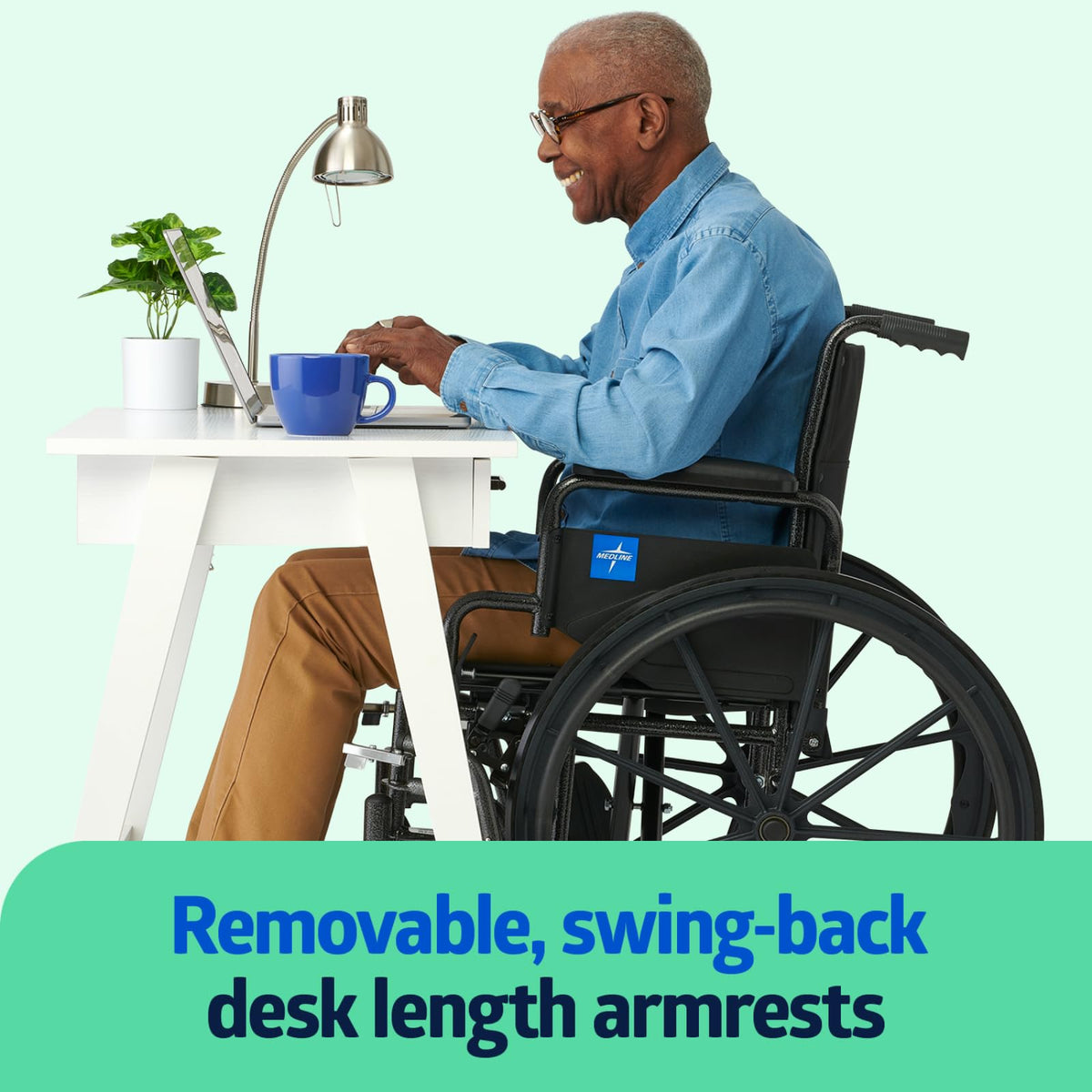 Medline Lightweight User Friendly Wheelchair Desk Length