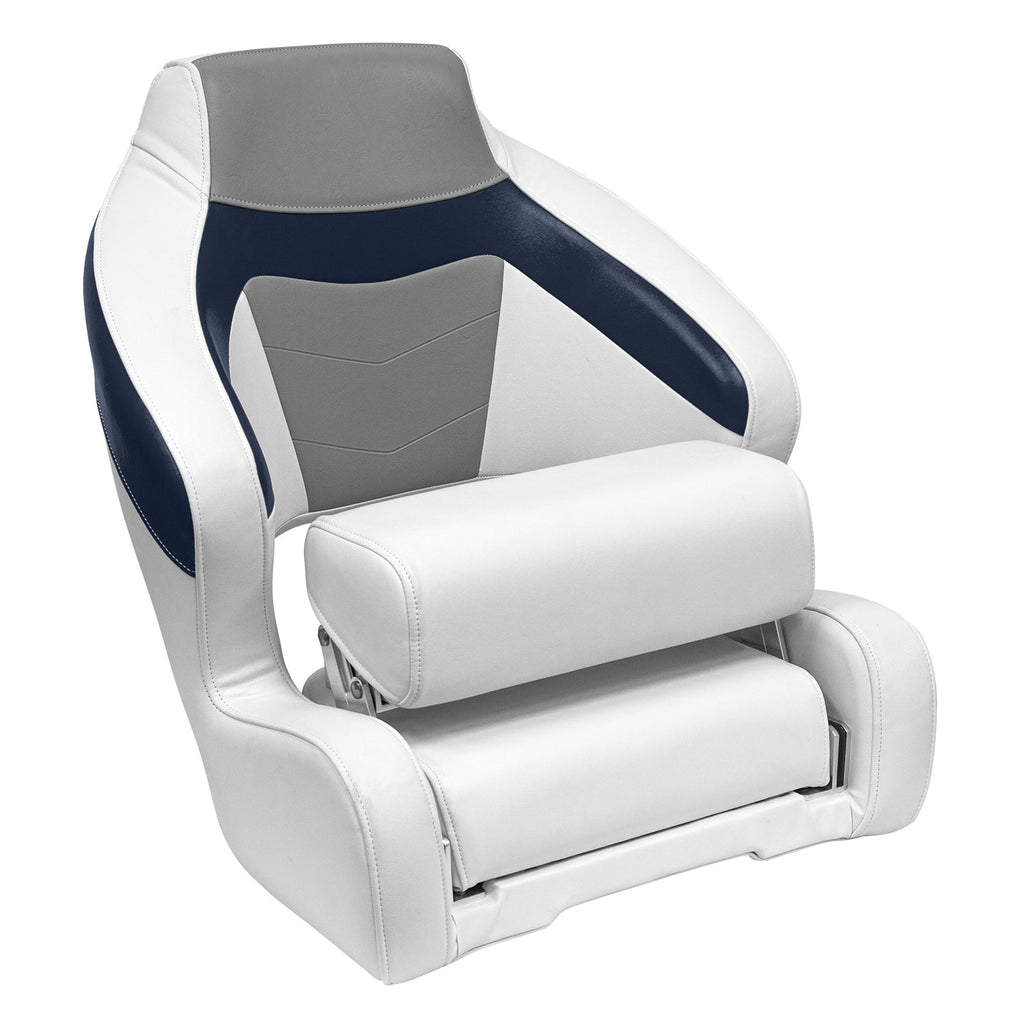 Wise 3338-1773 Baja XL Bucket Seat with Flip-Up Bolster, Brite White / Marble Grey / Midnight Navy