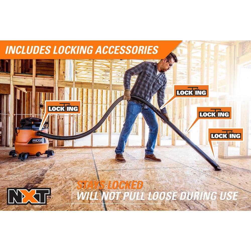 16 Gallon 6.5 Peak HP NXT Wet/Dry Shop Vacuum with Detachable Blower, Filter, Locking Hose and Accessories HD1600