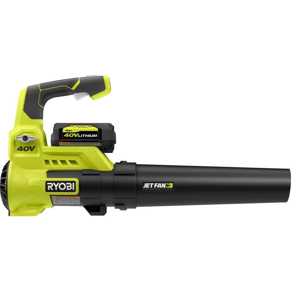 40V 110 MPH 525 CFM Cordless Battery Variable-Speed Jet Fan Leaf Blower with 4.0 Ah Battery and Charger RY40480