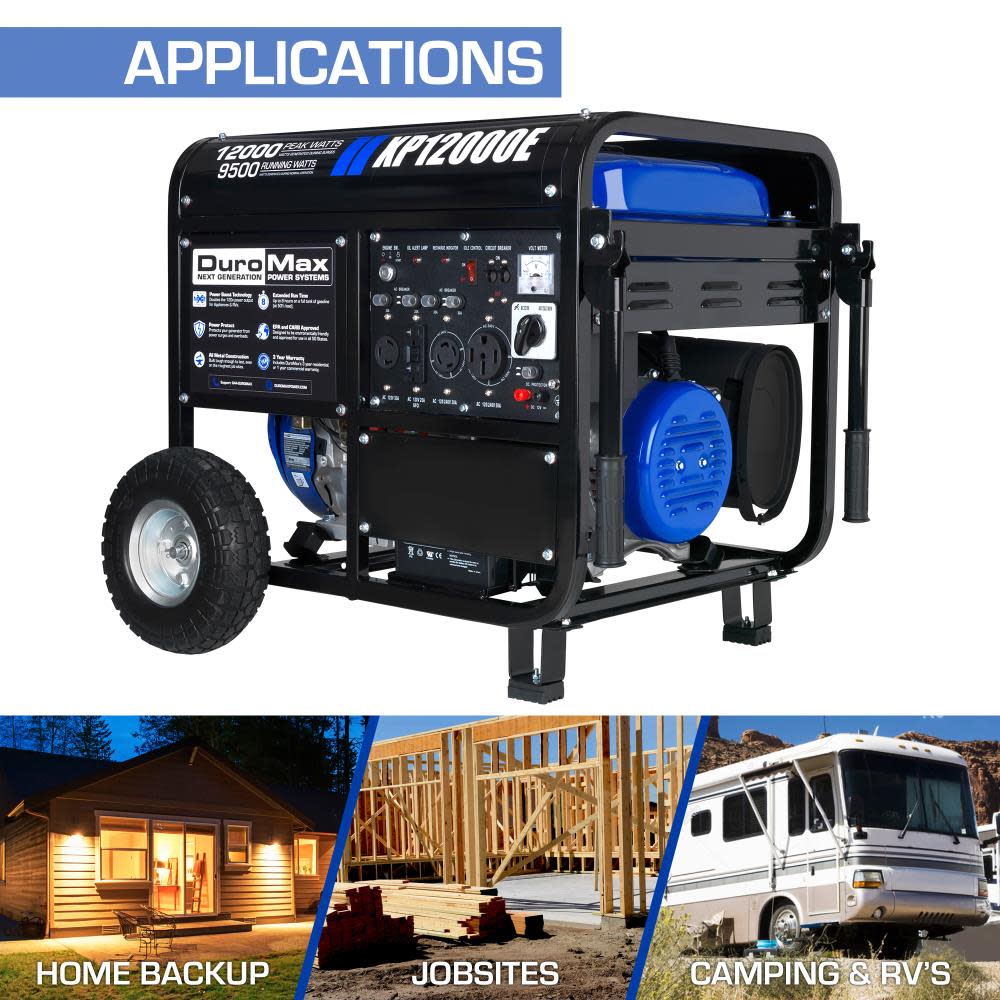 12000-Watt Gas Powered Portable Generator